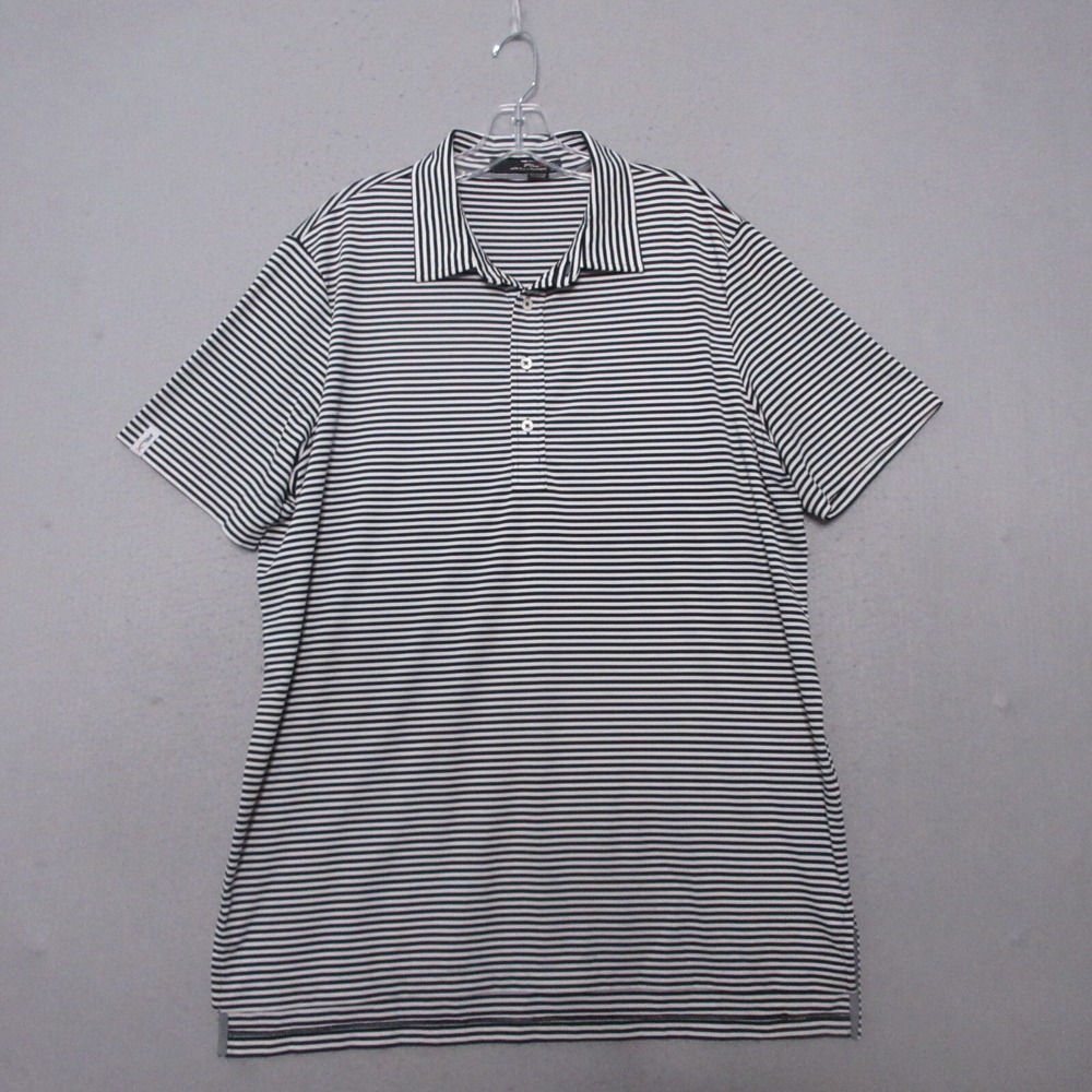 RLX Ralph Lauren Polo Shirt Men Large Stripe Black‎ White Performance Golf